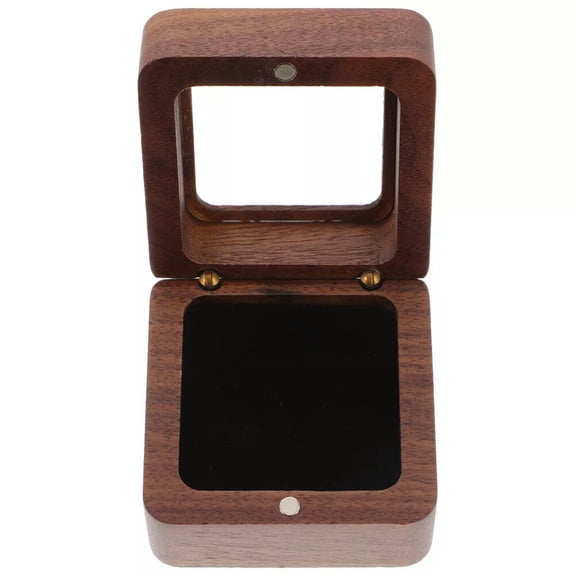 K-KED Ring Storage Holder Wooden Boxes Case Pendant Square Shaped Travel Man