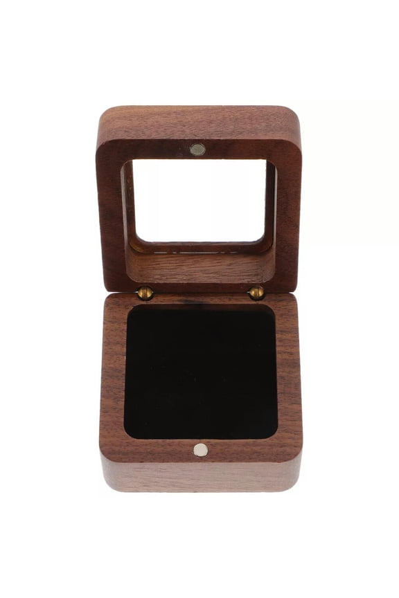 Ring Storage Holder Wooden Boxes Case Pendant Square Shaped Travel Man