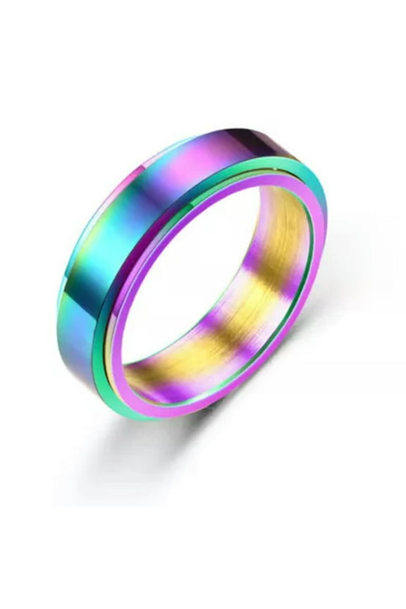 Ring Women Titanium Anti-anxiety Rotating / Fidget Gifts Spinner Rings Men Steel-multicolor-10