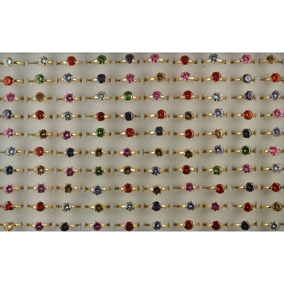 K-KED Rings For Lady Wholesale Lots 32pcs Colorful Round Cubic Zirconia Gold P Ring