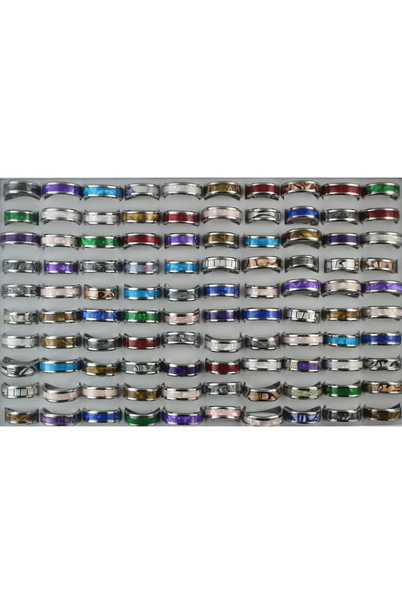 Rings For Mens Wholesale Bulk Lots 32pcs Stainless Steel Mixed Shell Cool Ring