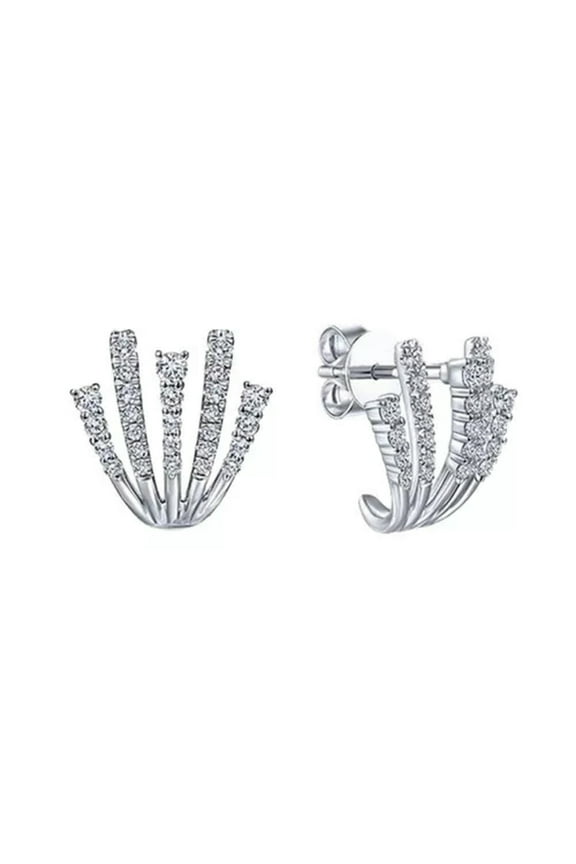 Romantic Delicate Jewelry 925 Silver Stud Earring Cubic Zirconia Women Party Gift A Pair-Silver