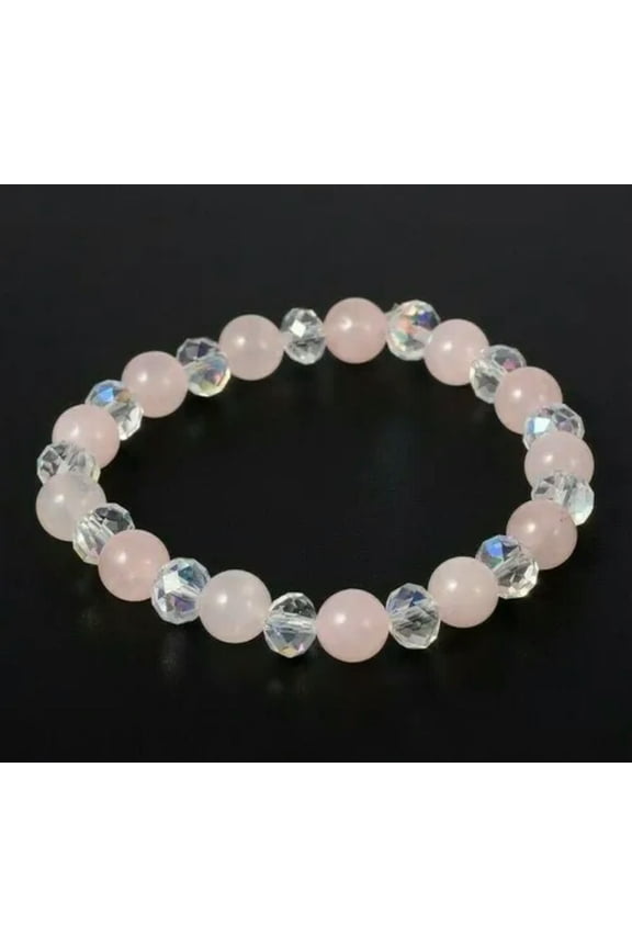 Rose Quartz Bracelet Chakra Gemstone Crystal Bangle Pink Stone Anxiety Healing