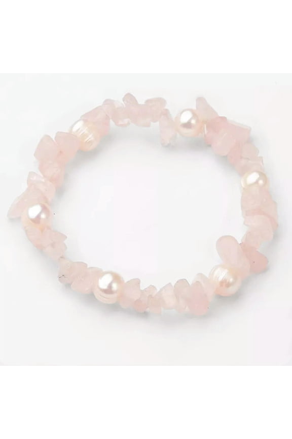 Rose Quartz Pearl Bracelet Crystal Gemstone Love Reiki Healing Chakra Gift Pink