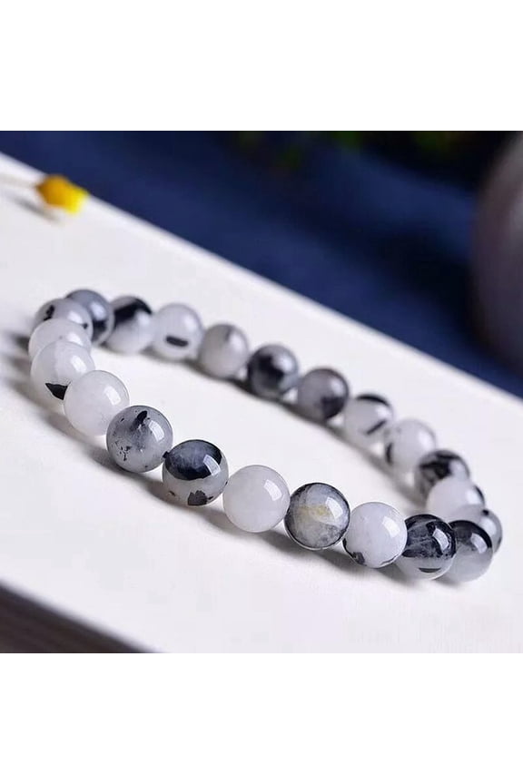 Rutilated Quartz Tourmaline Bracelet Natural Rutilated Tourmaline Beads 8mm