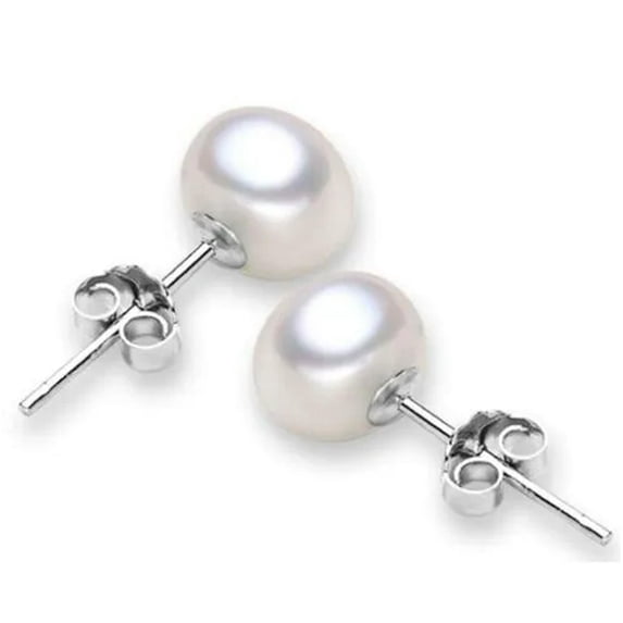 K-KED S925 Silver Genuine Cultured Freshwater 5-12mm Pearl Stud Earrings Gift-White-5-6 mm