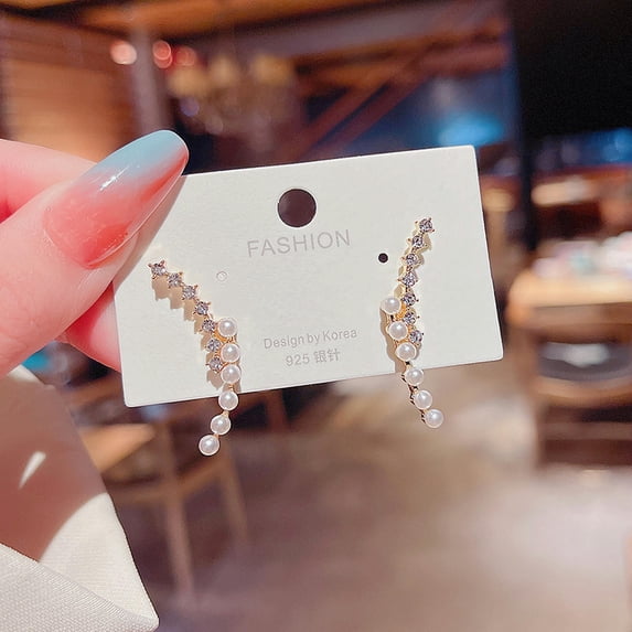 K-KED S925 Silver Needle Korean Edition New Flower Pearl Earrings Women's Fashion-A121