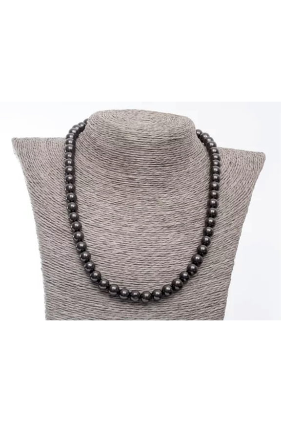 SHUNGITE Beads Necklace 8mm Polished EMF Protection Stone-18 in