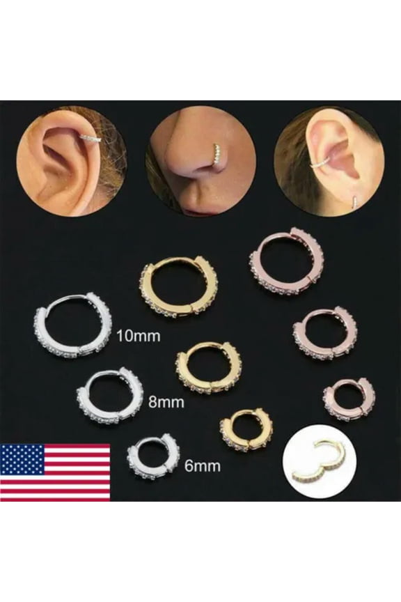 Septum Clicker Hoop Nose Ring Piercing Tragus Helix Ear Cartilage Earring 6-10mm-Rose Gold-6mm