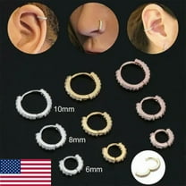 K-KED Septum Clicker Hoop Nose Ring Piercing Tragus Helix Ear CartilageEarring 6-10Mm-Silver-10mm