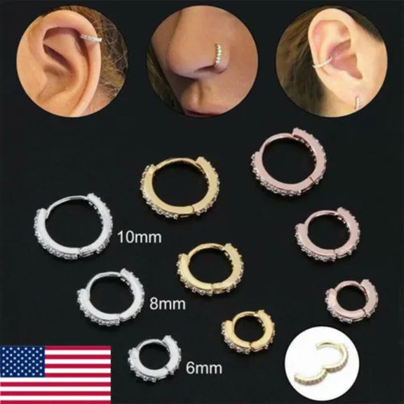 K-KED Septum Clicker Hoop Nose Ring Piercing Tragus Helix Ear CartilageEarring 6-10Mm-Rose Gold-8mm