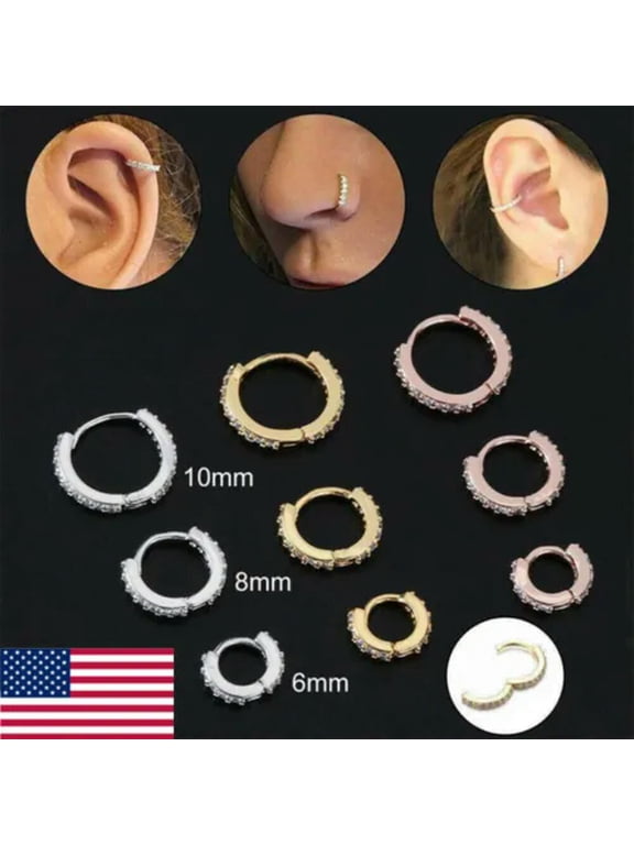 Septum Clicker Hoop Nose Ring Piercing Tragus Helix Ear CartilageEarring 6-10Mm-Rose Gold-8mm