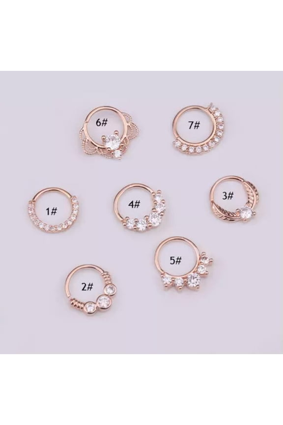 Septum Earring Nose Ring 8mm Piercing Tragus Hoop Cartilage Rings Body Delicate Jewelry /-rose gold-3