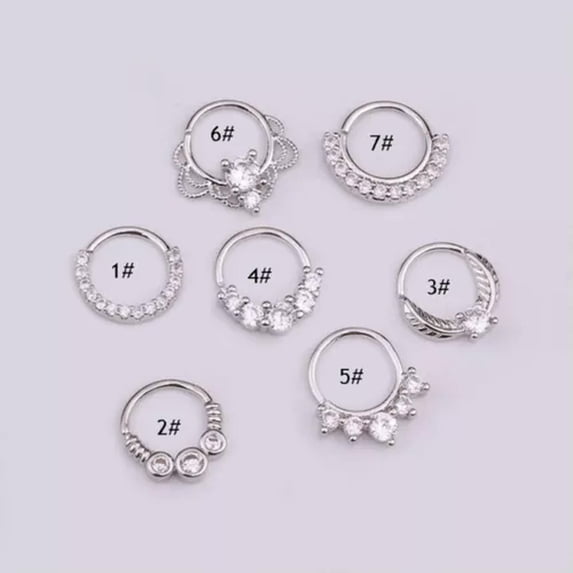 K-KED Septum Earring Nose Ring 8mm Piercing Tragus Hoop Cartilage Rings Body Delicate Jewelry /-silver-2