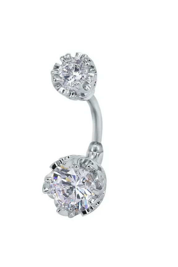 Sexy Belly Button Rings Body Delicate Jewelry Stainless Steel Double Round Belly Piercing-Clear