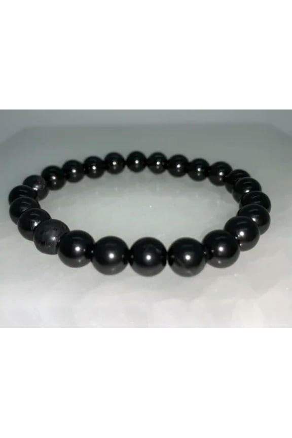 Shungite Bracelet, Shungite Beads, Stretch Bracelet,Radiation EMF Protection-6 mm