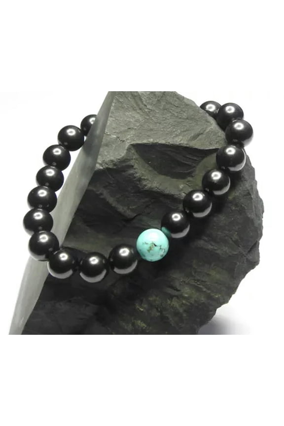 Shungite / Turquoise bracelet 8mm beads - EMF Protection & Healing