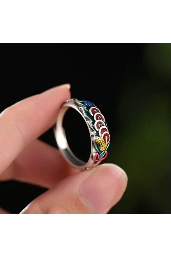 Silver Epoxy Chinese Style Ancient Money Fortune Ring Unisex Ring Jewelry