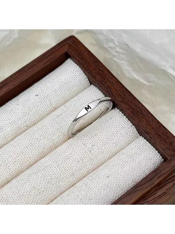 Silver Fashion 26 Letters A-Z Open Ring Men And Women Ring Couple Gift Jewelry-_-letter M