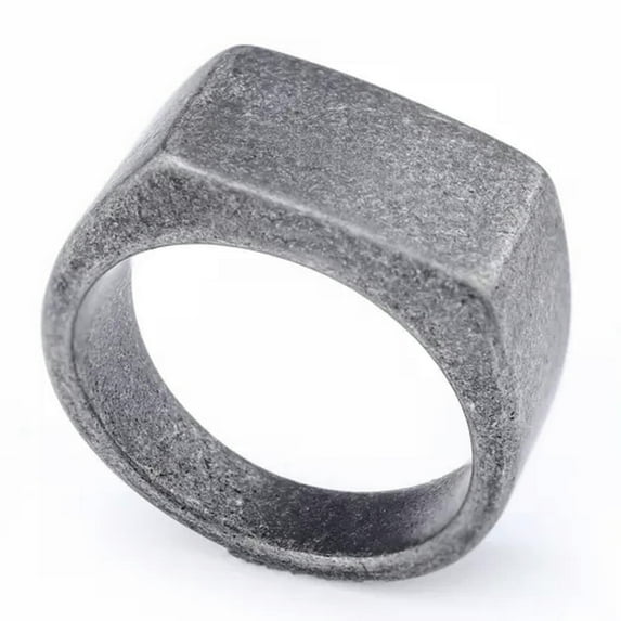 K-KED Simple And Fashionable Stainless Steel Niche Rectangular Mirror Rings Size 4-15-9-Vintage Silver