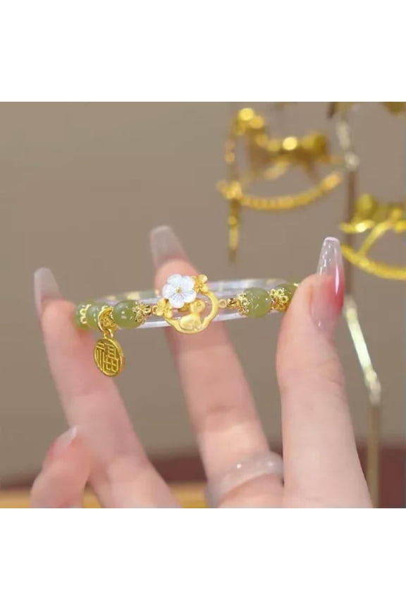 Simple Imitation Jade Fashion Delicate Jewelry Rabbit Flower Lucky Bracelet Light Luxu:yq-2