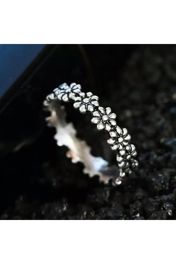 Simple Silver Daisy Flower Ring Wedding Party Delicate Jewelry Women Stackable Ring Gift-1#-9