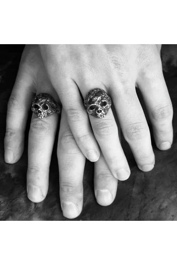 Simple Stainless Steel Biker Rings Skull Men Silver Gothic Punk Delicate Jewelry SZ6-13-11-Style 2