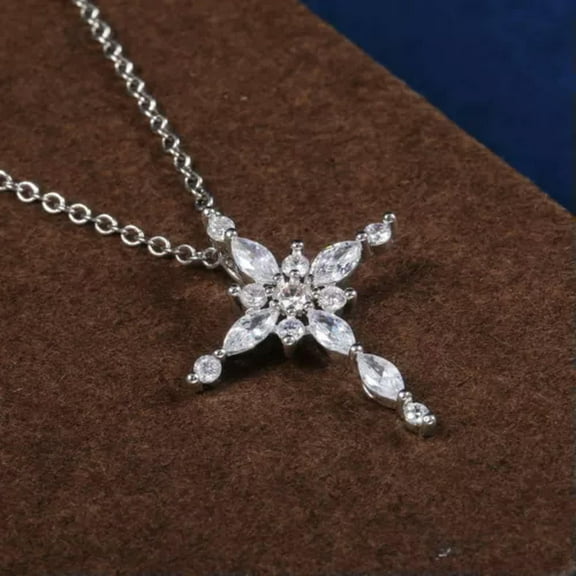 K-KED Simple Women 925 Silver Cubic Zirconia Necklace Pendant Wedding Delicate Jewelry Gifts-#2