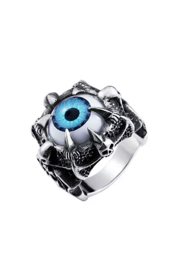 Skeleton Head Demon Eye Stainless Steel Ring Size 7-15-8