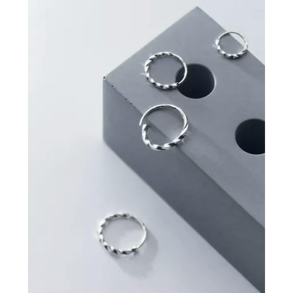 K-KED Small 925 Silver Solid Men's Women Tiny Hoop Huggie Earrings 9 11 13mm-13 mm