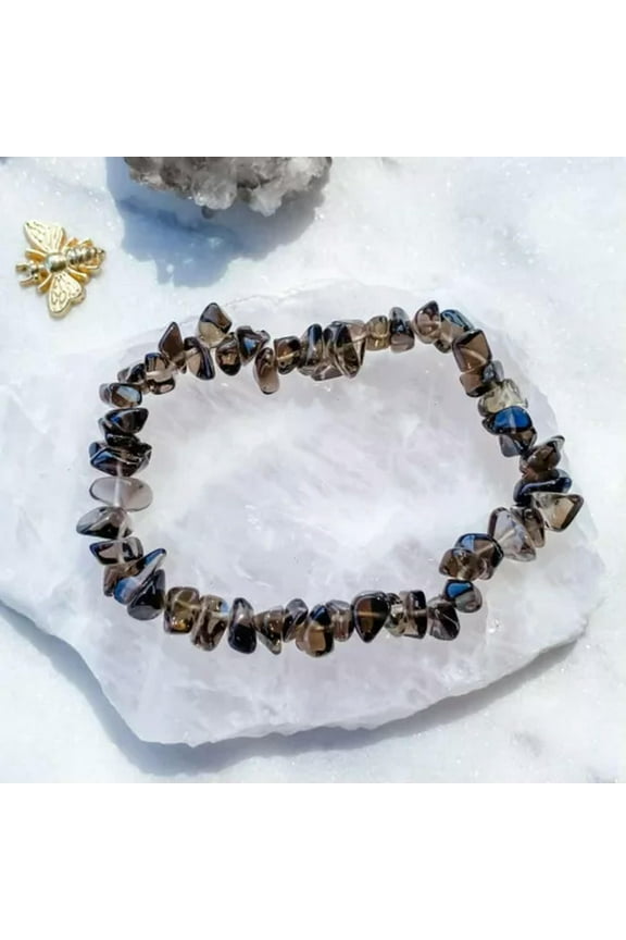 Smoky Quartz 5-8mm Gems Chips Beads Healing Reiki Women Bohemian Bracelet Gifts