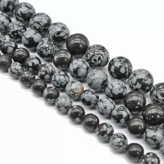 K-KED Snowflake Obsidian Smooth Round Beads 4mm 6mm 8mm 10mm 15.5" Strand-6 mm