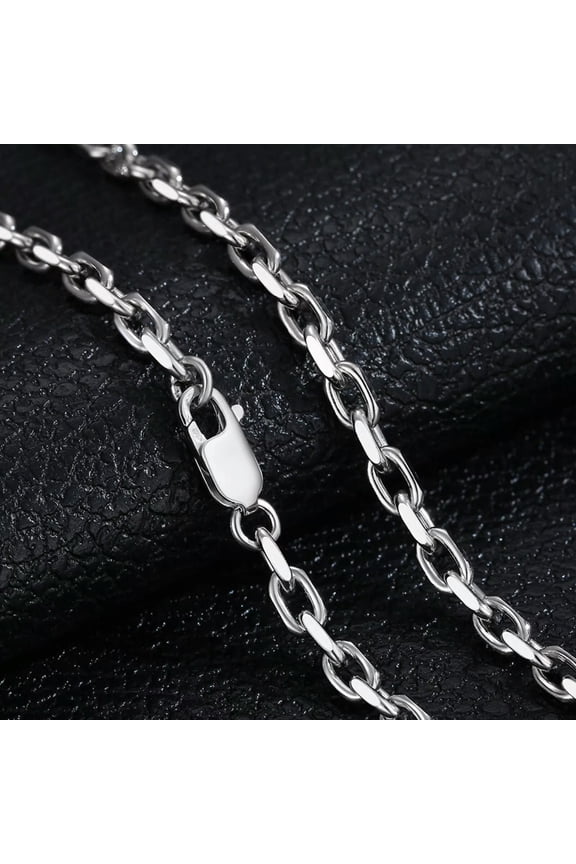 Solid 925 Sterling Silver Chain 4mm Square Cable Link Necklace 23.6inch/22.3g
