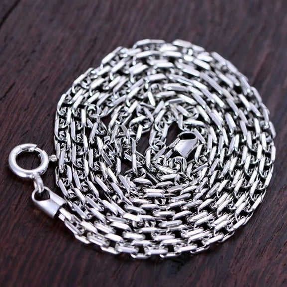 K-KED Solid 925 Sterling Silver Chain Lucky 3mm Square Rolo O LinK Necklace 20g/32inch