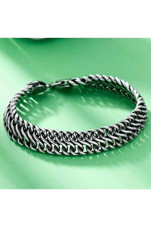 Solid 925 Sterling Silver Chain Men 12mm Curb Twist Link Braided Bracelet 38.5g