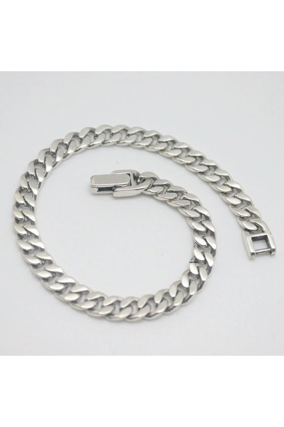 Solid 925 Sterling Silver Chain Men 6mm Curb Cuban Link Bracelet 17-18g/7.8inch