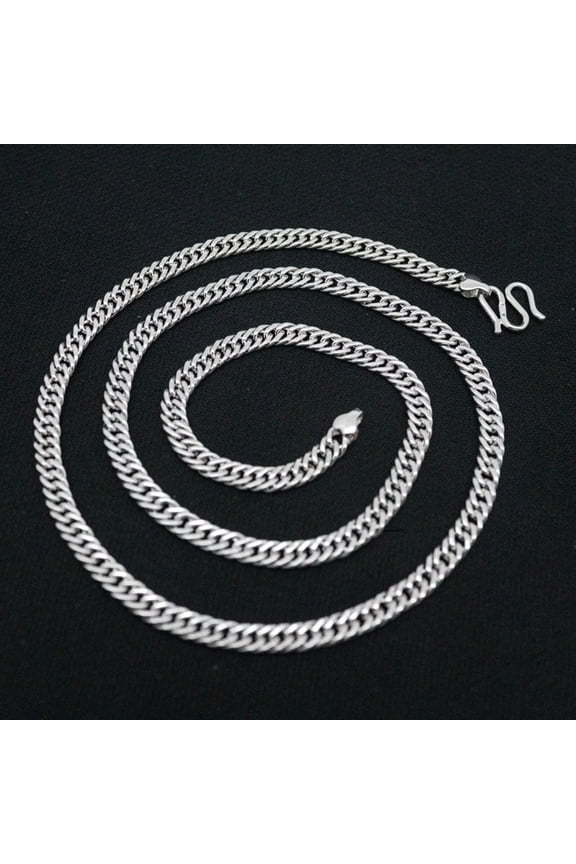 Solid 925 Sterling Silver Chain Men Women 4mmCuban Curb Link Necklace 17.7inch
