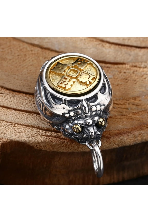 Solid 925 Sterling Silver Lucky Characters Rich Coin Wealth Turtle Pendant 8.9g