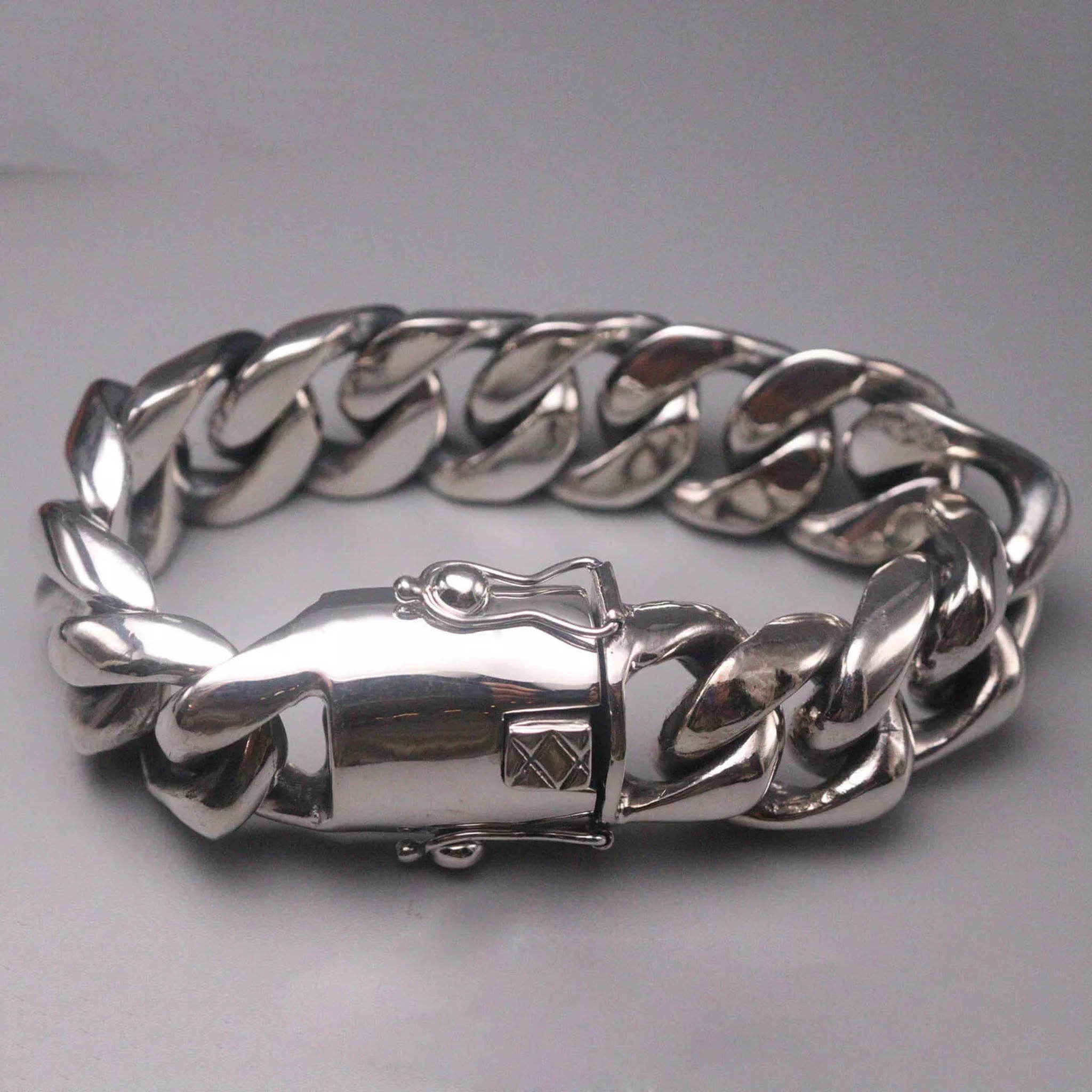 K-KED Solid 925 Sterling Silver Men's Bracelet For Man 20mm Thick
