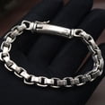 thumbnail image 1 of K-KED Solid Real S925 Sterling Silver Chain Men 6.5mm Box Link Bracelet 7.5inchL, 1 of 6