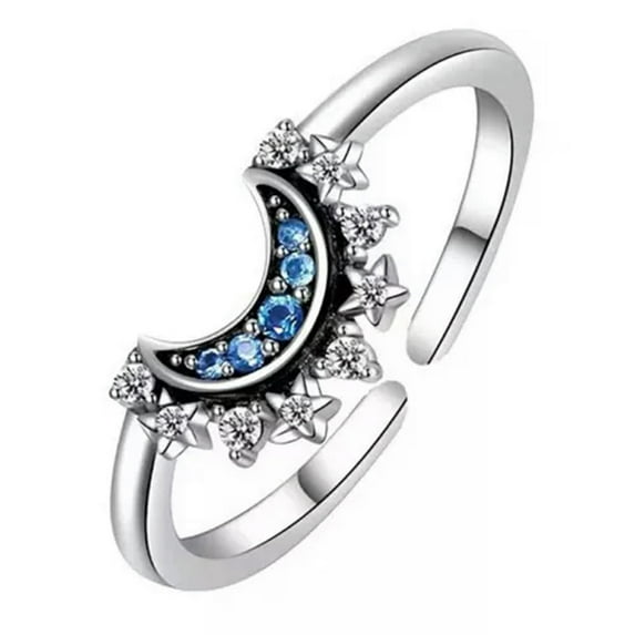 K-KED Sparkling Moon Sun Adjustable Ring For Women Stackable Finger Ring Delicate Jewelry Gi:yq-A2