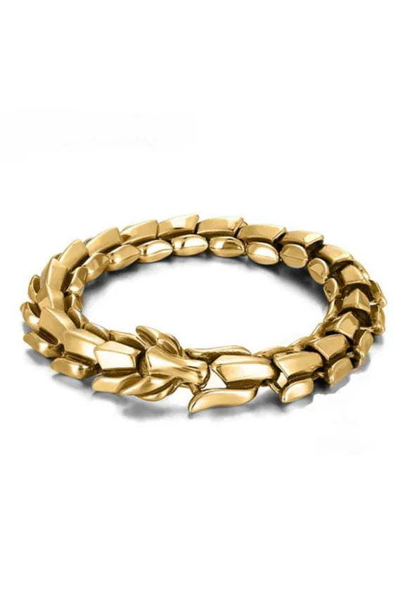 Stainless Steel 14mm 7-9 Inches Dragon Head Bracelet Dragon Design Link-8.66 inches(22cm)-Gold