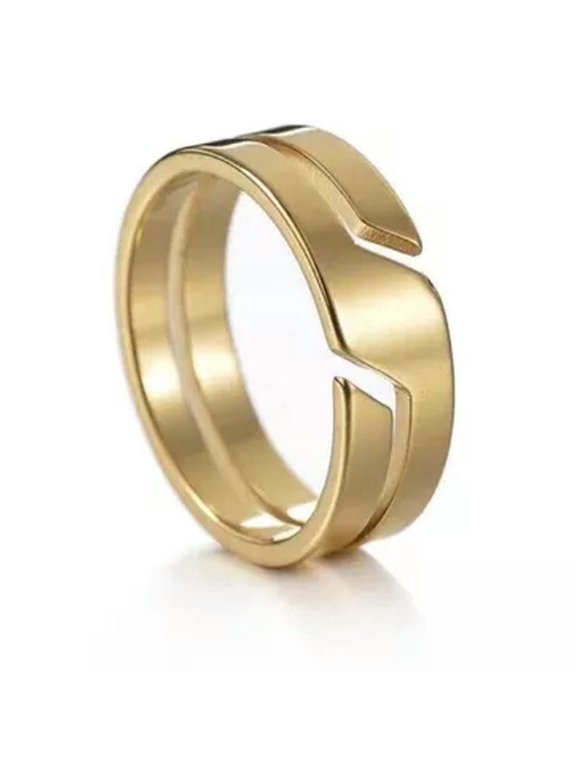 Stainless Steel Band Ring Womens Mens Jewellery Accessories Party Wholesale-Gold-9