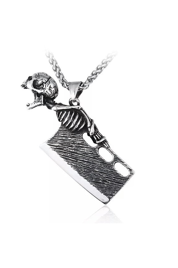 Stainless Steel Biker Skull Skeleton Beer Bottle Cap Opener Pendant Necklace