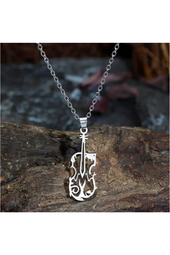 Stainless Steel Electric Guitar Pendant Necklace for Teens, Couples, Rapper