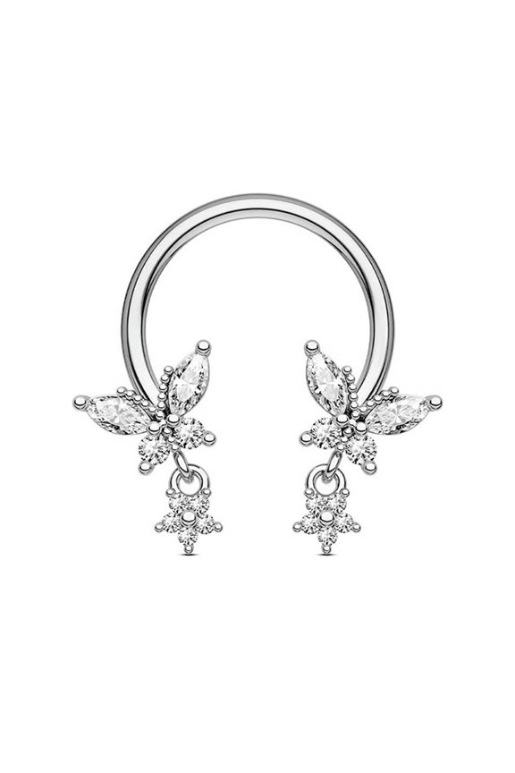 Stainless Steel Fashionable Butterfly Nose Ring C-Rod Earring Piercing Accessory-silver