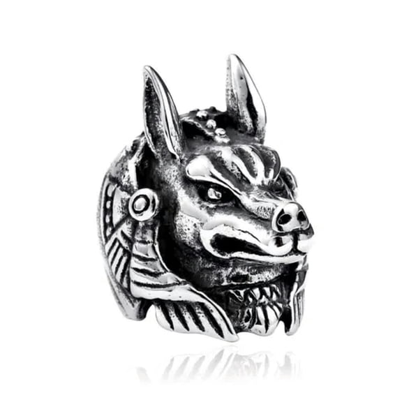 K-KED Stainless Steel Mens Egyptian Egypt Pharaoh Anubis Ring for Men Size 7-13-12