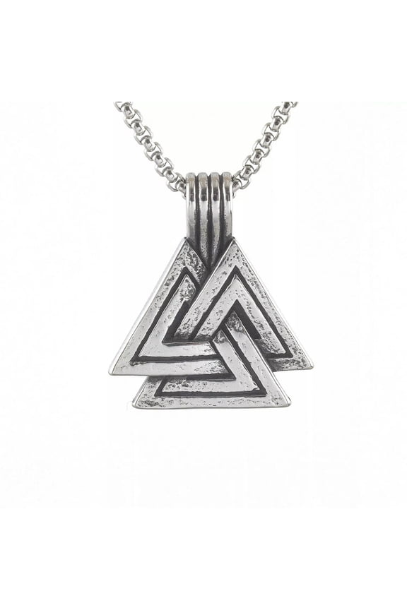 Stainless Steel Mens Norse Nordic Viking Valknut Amulet Pendant Necklace