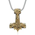 thumbnail image 1 of K-KED Stainless Steel Mjolnir Thor Hammer Pendant Necklace Nordic Viking Jewelry-Gold, 1 of 6