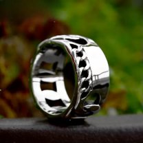 K-KED Stainless Steel Ring Retro Minimalist Motorcycle Chain Titanium Steel Men's Ring-steel-10